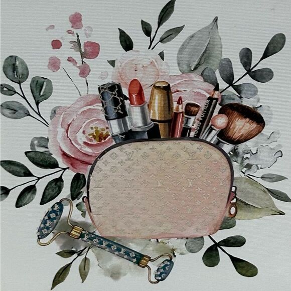 Louis Vuitton Floral Makeup Art Print home decor NWT - Picture 2 of 6